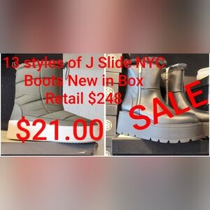 Women's J Slide  Boots In Leather or Nylon Draw Spring Puffer Style